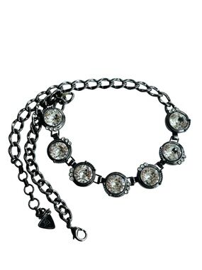 Silpada Glamour Statement Necklace Swarovski Crystals Hematite Plated 20”